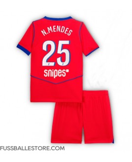 Günstige Paris Saint-Germain Nuno Mendes #25 3rd trikot Kinder 2025-26 Kurzarm (+ Kurze Hosen)